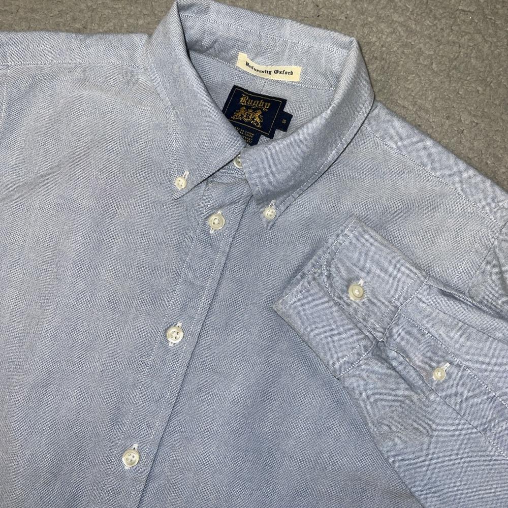 Rugby University Ralph Lauren Shirt Youth Sz 8 (M) Blue Oxford Cotton Button Up